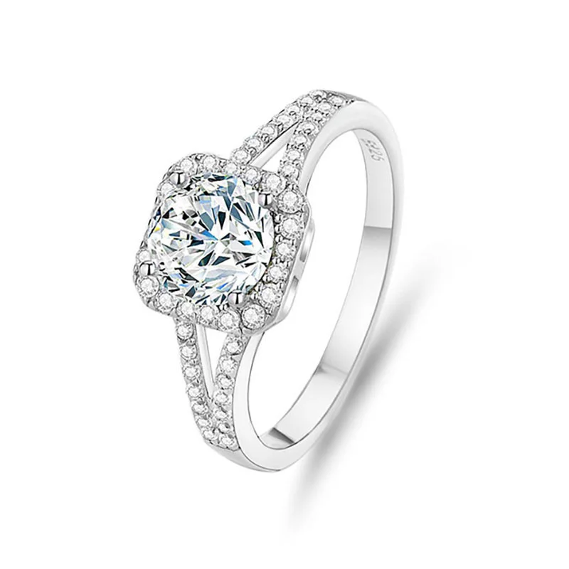 925 Sterling Silver Women's Split-Band Halo Ring — product photograph