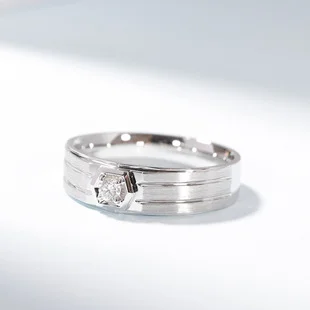 925 Sterling Silver Men's Hexagon-Frame Ring — additional product view 1