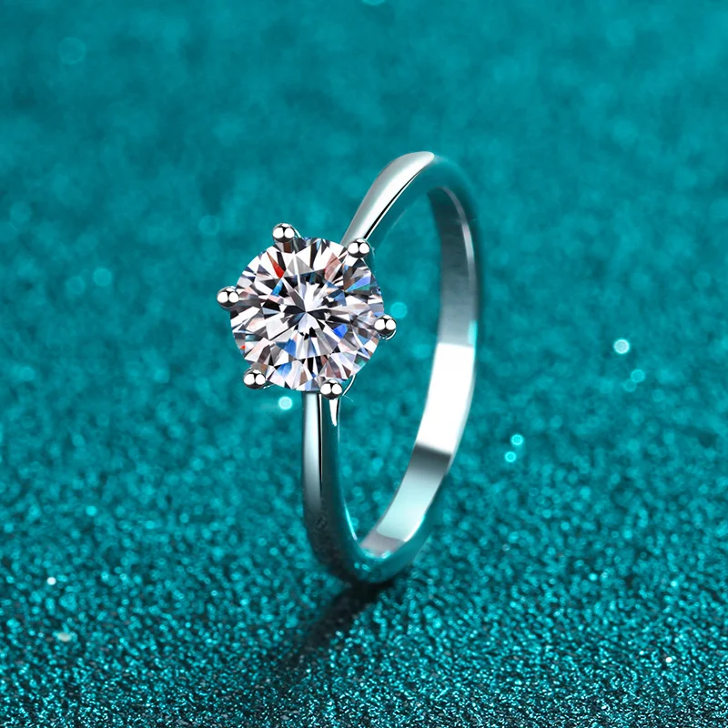925 Sterling Silver Women's Six-Prong Solitaire Ring — additional product view 2