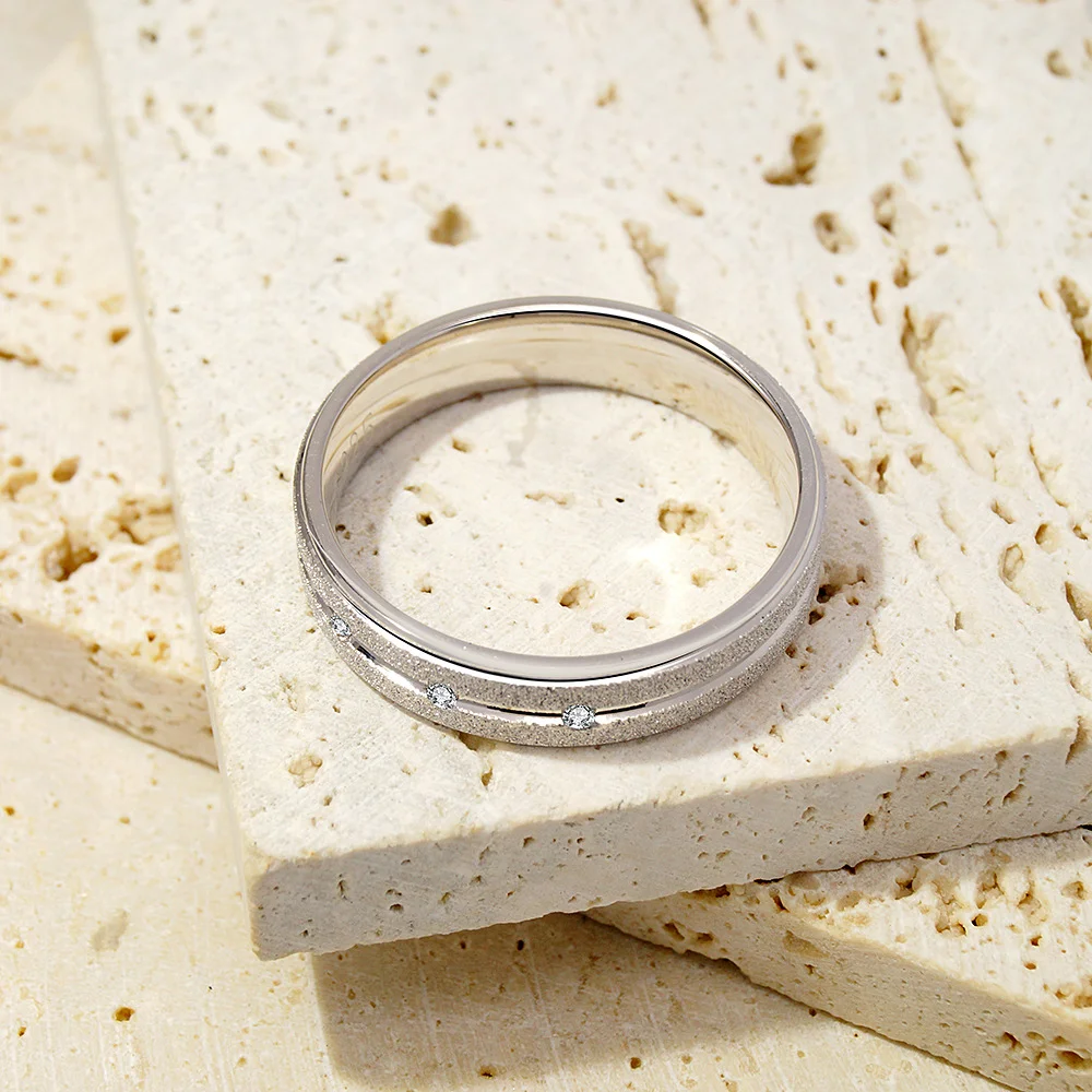 925 Sterling Silver Spaced-Accent Textured Ring — additional product view 2