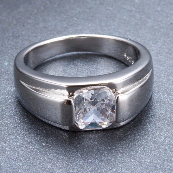925 Sterling Silver Men's Rounded Solitaire Ring — additional product view 2