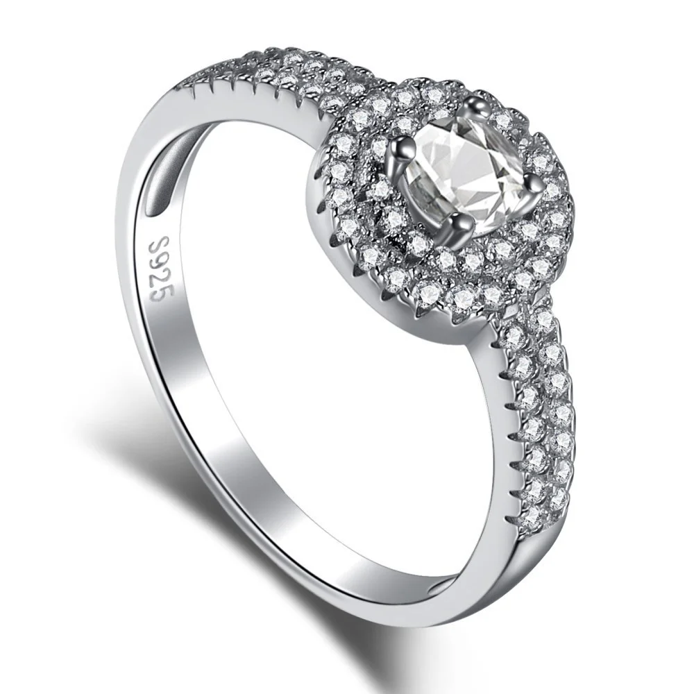 925 Sterling Silver Women's Double Halo Ring — product photograph