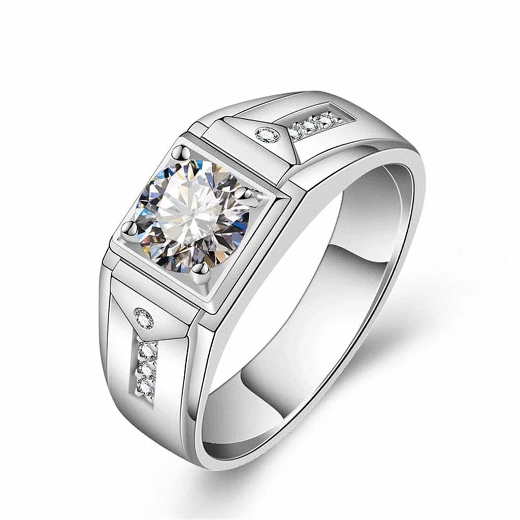 925 Silver-Filled Adjustable Ring – Square Frame and Three-Accent Panels — additional product view