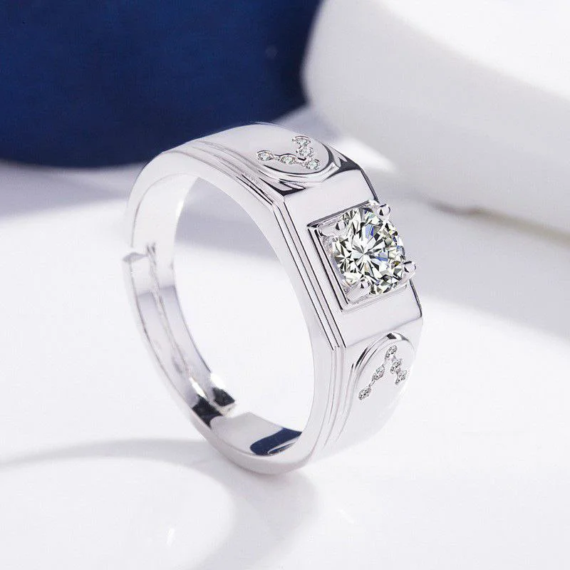 925 Silver-Filled Adjustable Ring – Square Center and Scroll Shoulders — additional product view