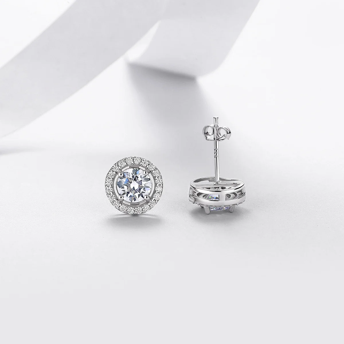 925 Sterling Silver Round Halo Stud Earrings — main product photograph