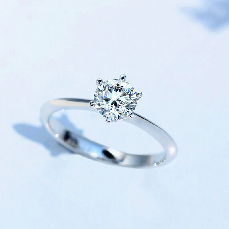 925 Sterling Silver Women's Six-Prong Solitaire Ring — additional product view 1