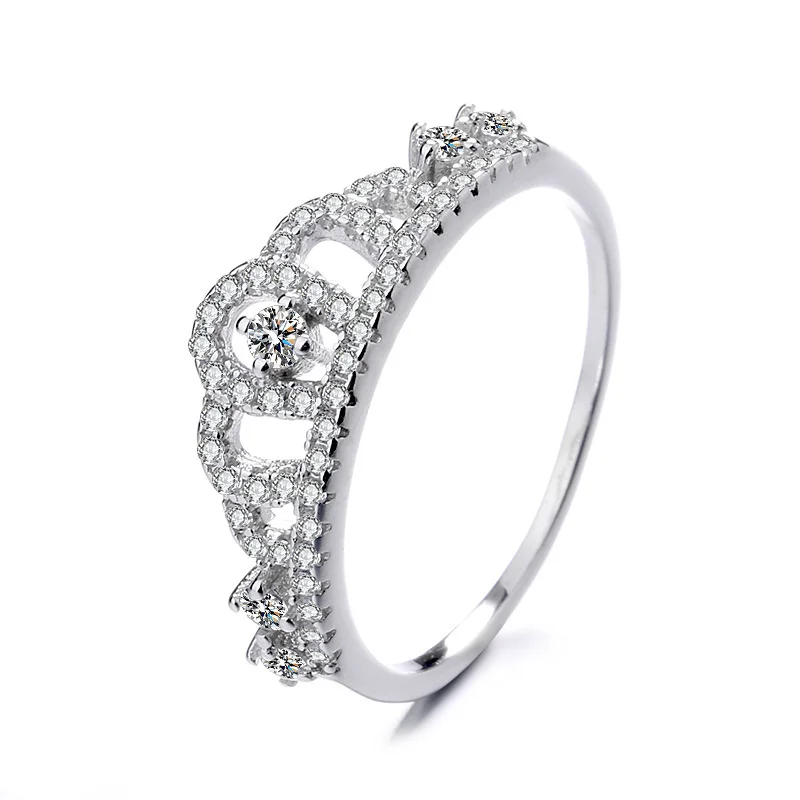 925 Sterling Silver Women's Heart Tiara Ring — product photograph