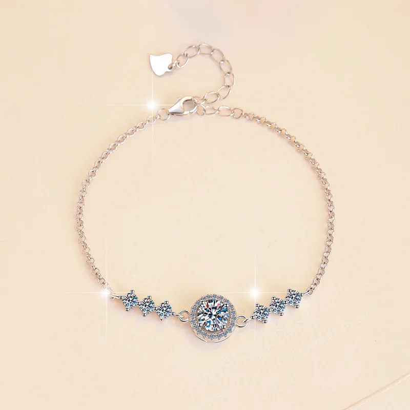 Round Halo Bracelet with Cross-Shaped Accents — main product photograph