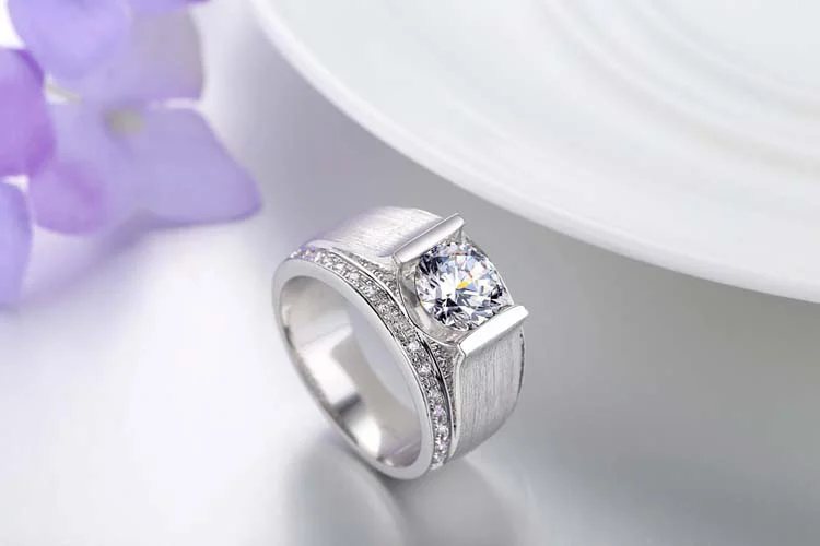 925 Sterling Silver Men's Textured Square-Face Ring — additional product view 1