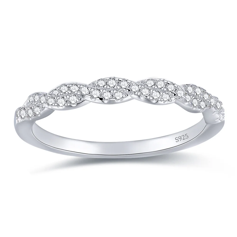 925 Sterling Silver Interlaced Oval Accent Band Ring — additional product view