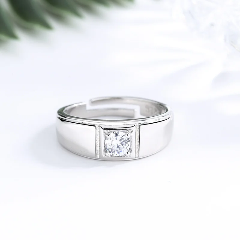 925 Silver-Filled Adjustable Ring – Raised Center and Stepped Shoulders — main product photograph