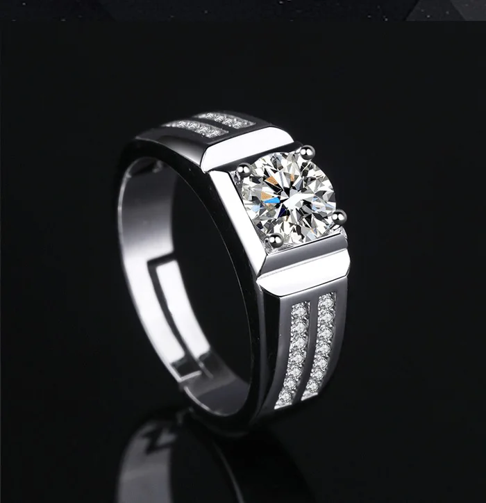 925 Sterling Silver Men's Twin-Row Square Ring — additional product view 2