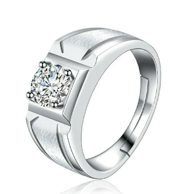 925 Silver-Filled Adjustable Ring – Square Center and Smooth Shoulders — main product photograph
