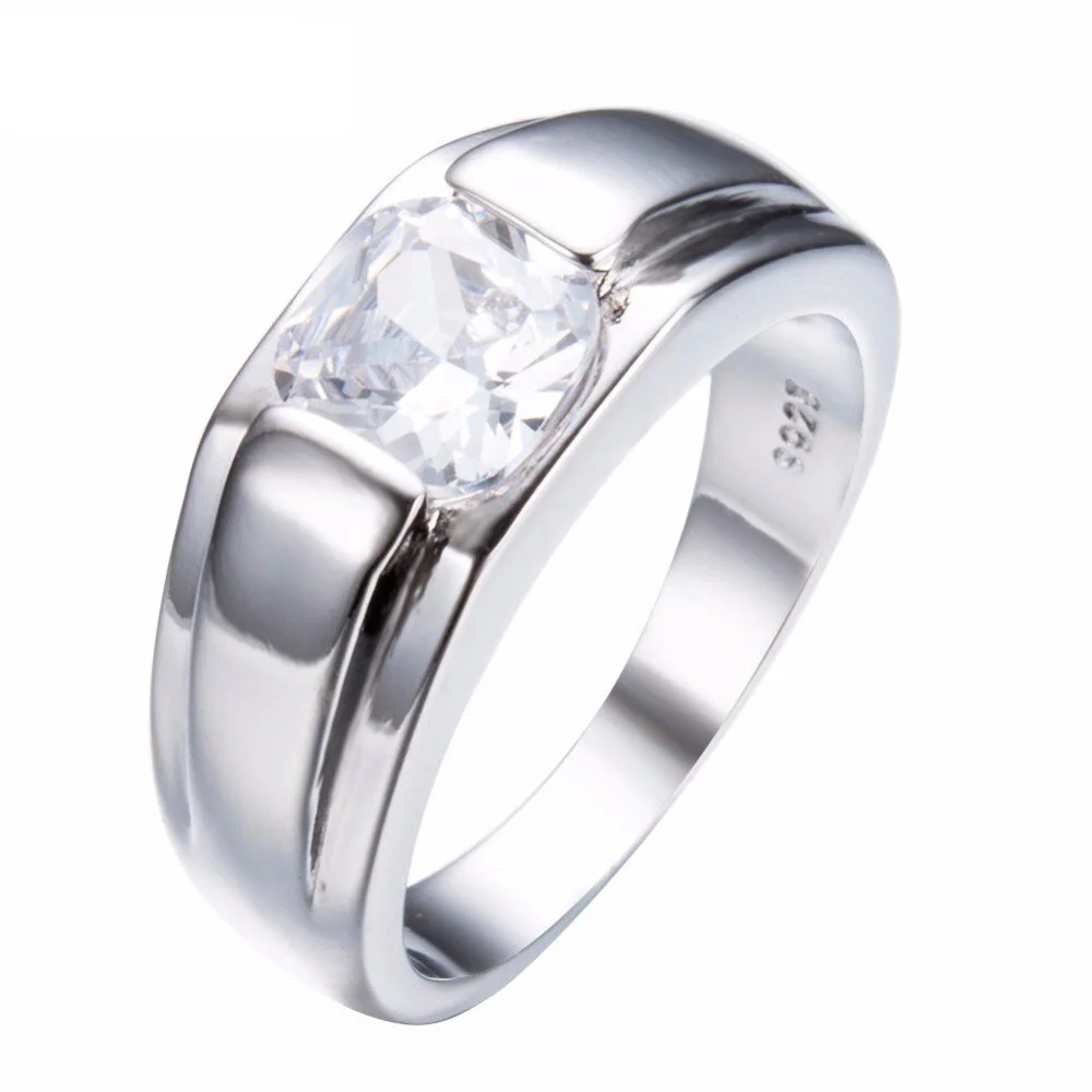 925 Sterling Silver Men's Rounded Solitaire Ring — product photograph
