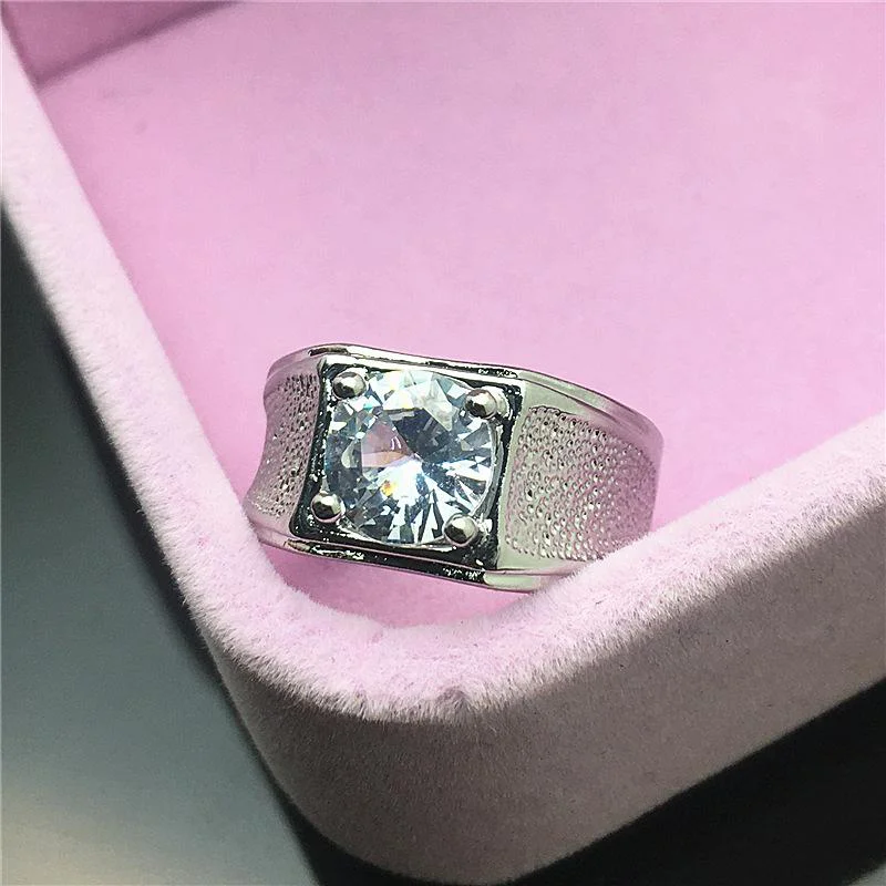 925 Silver-Filled Adjustable Ring – Cushion Center and Textured Shoulders — main product photograph