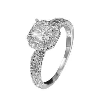 925 Sterling Silver Women's Framed Halo Ring — product photograph