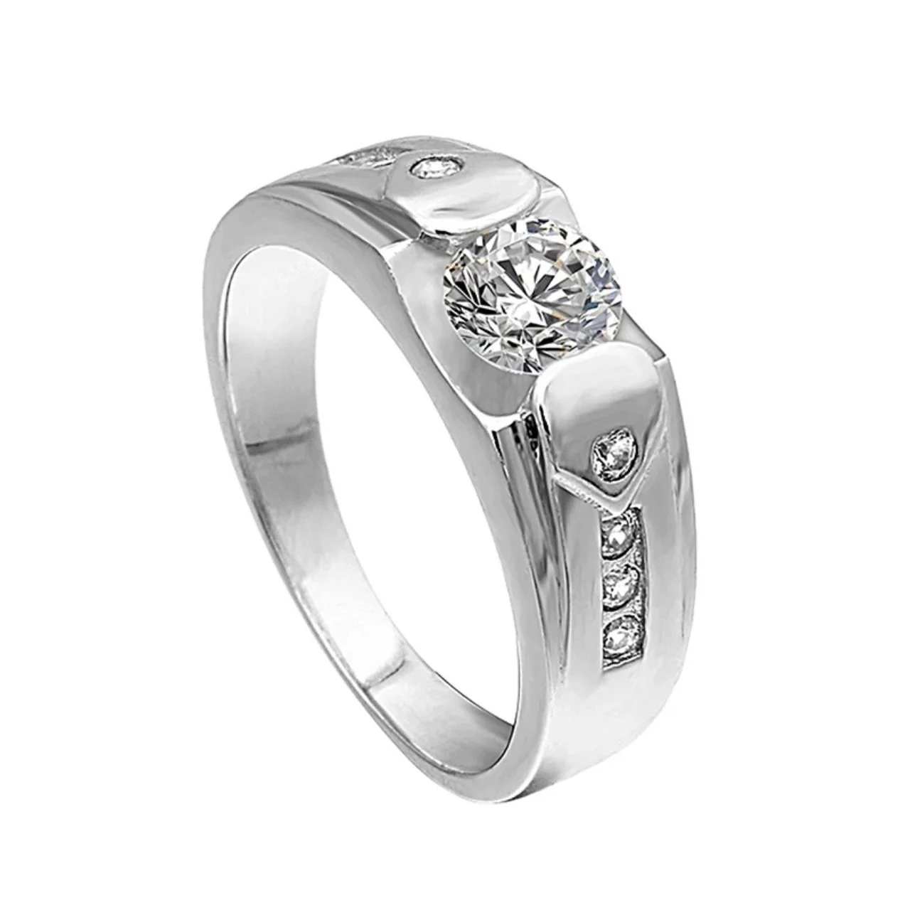 925 Sterling Silver Men's Sculpted Solitaire Ring — product photograph