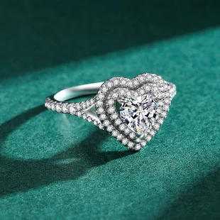 925 Sterling Silver Women's Heart Halo Ring — additional product view 1