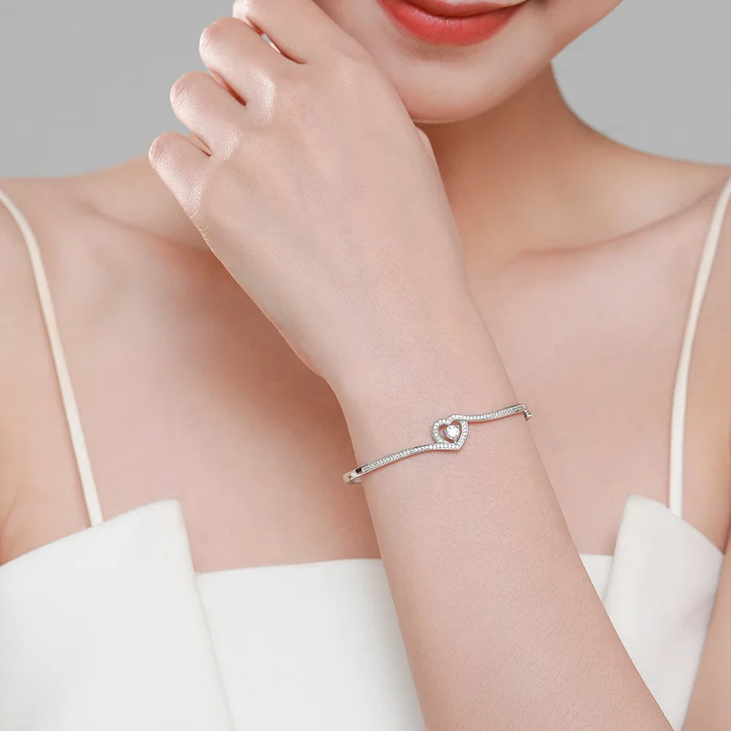 Heart Outline Accent Bangle — additional product view 2