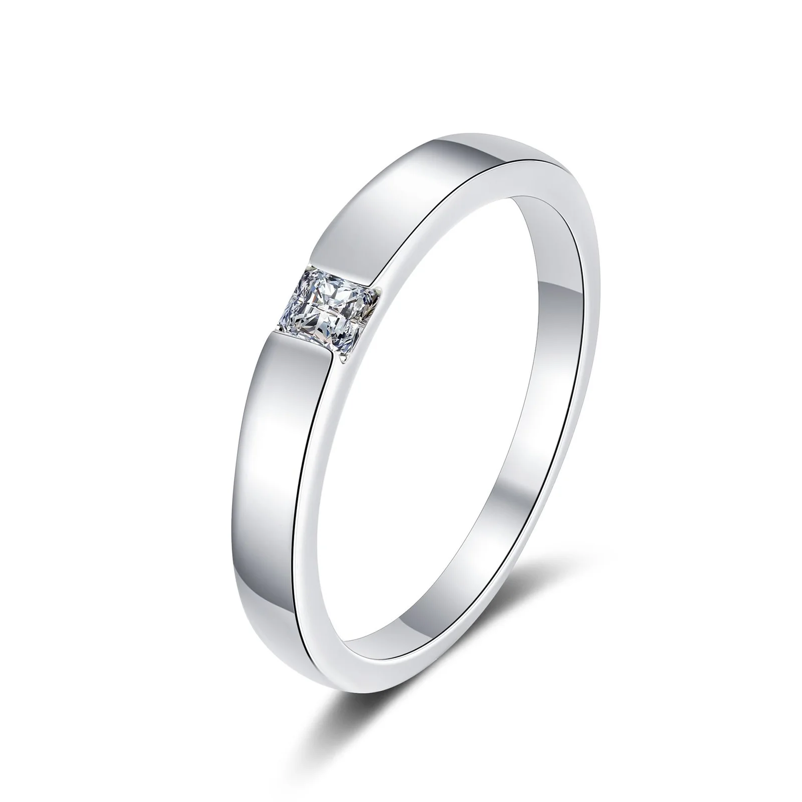925 Sterling Silver Women's Minimal Square-Accent Ring — product photograph
