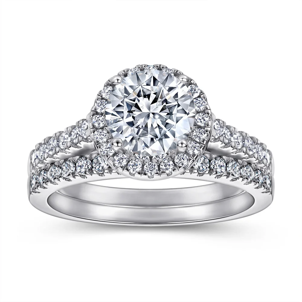 925 Sterling Silver Women's Curved-Band Halo Ring — additional product view 1