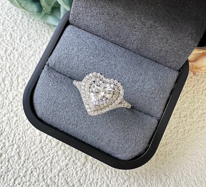 925 Sterling Silver Women's Heart Halo Ring — additional product view 2