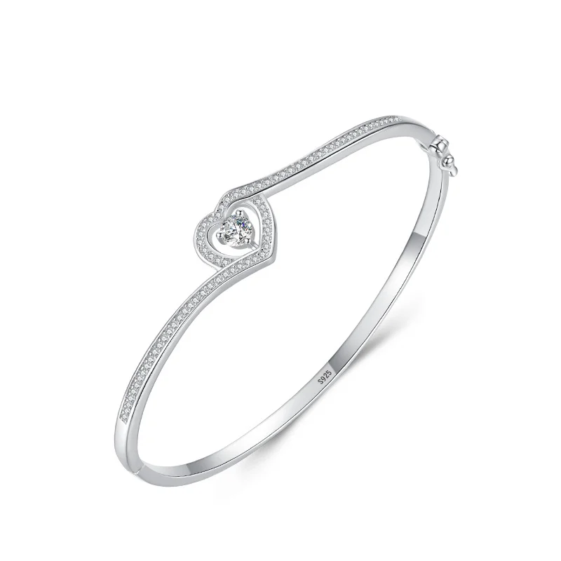 Heart Outline Accent Bangle — product photograph
