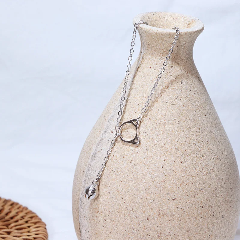 925 Sterling Silver Open Heart Anklet with Bead Drop — additional product view