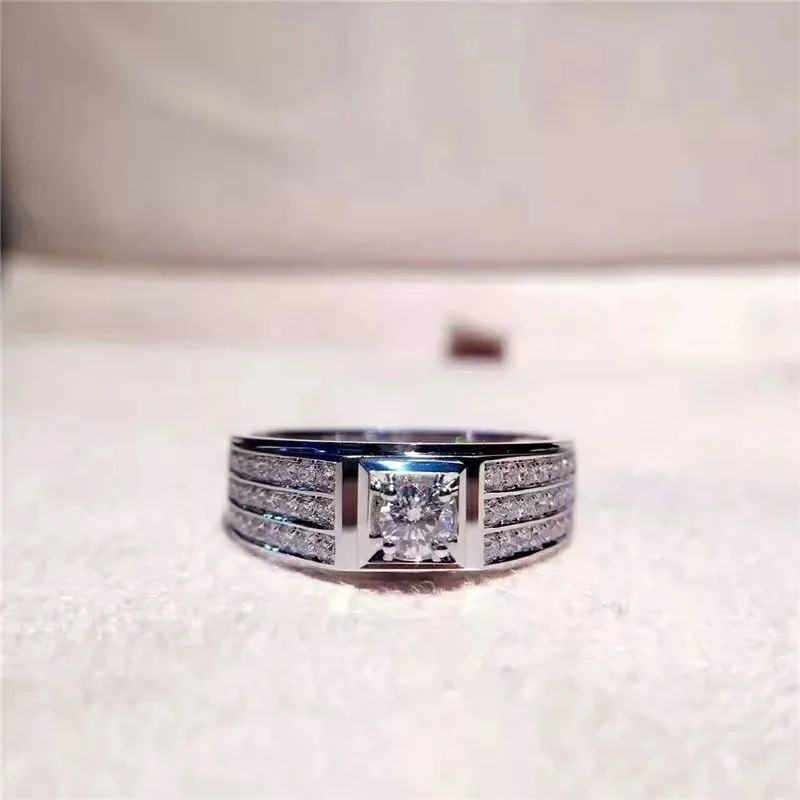 925 Sterling Silver Men's Triple-Row Square Ring — additional product view 2