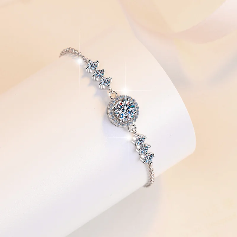 Round Halo Bracelet with Cross-Shaped Accents — additional product view